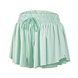 Blaosn Flowy Skirt with Shorts Underneath for Women Gym Yoga Athletic Workout Running Hiking Sweat Spandex Cute Comfy Lounge Clothes Preppy Casual Summer (M, Light Green)