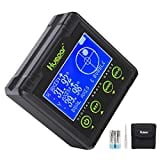 Huepar Digital Angle Gauge Protractor, Electronic Bubble Angle Finder Dual Axis Level Box 0.01 Resolution V-Groove Magnetic Base&LCD Inclinometer Bevel Gauge with Audible Alert -Measures 0~360 AG03