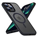 Mgnaooi Magnetic Case for iPhone 14 Pro Max Case [MIL-Grade Drop Tested & Compatible with MagSafe] Translucent Matte Back with Aluminum Alloy Keys, Anti-Fingerprint Anti-Scratch 6.7 Inch, Black