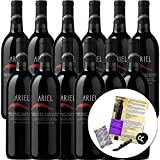 Ariel Cabernet Non-Alcoholic Red Wine Experience Bundle with Ice Packs, Cork Screw, Pop Socket, Seasonal Wine Pairings & Recipes, 12 Pack