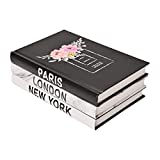 Fashion Decorative Books for Home Decor, 3pcs Hardcover Modern Decorative Book Stack, Farmhouse Stacked Books, Display Books for Coffee Tables/Shelves (New York/Paris/London)
