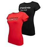 bebe Women Tops, Womens Tops Summer Shirts, T Shirts Women Pack of 2 Black/Red