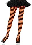 Leg Avenue Women's Nylon Striped Tights, Black/Orange, One Size
