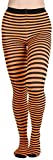 ToBeInStyle Women's Colorful Opaque Striped Tights Pantyhose Stocking Hosiery - Black/Neonorange - One Size