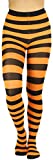 ToBeInStyle Women's Full Footed Wide Striped Tights - Black And Orange- One Size Regular