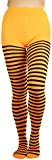 ToBeInStyle Women's Nylon Horizontal Striped Tights - Black/Orange - One Size