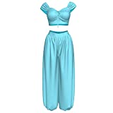 Princess Jasmine Costume India Belly Dance Arabian Dress Party Christmas Halloween Cosplay Outfit Blue