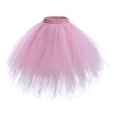 AWAYTR Adult Tutus Skirts for Women - 4 Layers Tutu Skirt for Halloween Costume (Pink-L