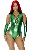 Forplay Women's Pretty Poisonous Metallic Jagged Bodysuit and Gauntlets, Green, Large/X-Large