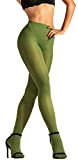 Green Tights Women | Poison Ivy Costume Fake Leaves Cosplay | Opaque Footed Pantyhose Nylons | Dark Clover Green Stockings Large 1/pack [Made in Italy]
