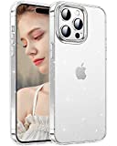 OUXUL iPhone 14 Pro Max Glitter Clear Case for Women Girls, [Non-Yellowing][Anti-Fingerprint] PC Back & TPU Bumpers Phone Case for iPhone 14 Pro Max Slim Thin Cute Bling Sparkle Cover 6.7'' 2022