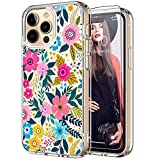ICEDIO iPhone 14 Pro Max Case with Screen Protector,Slim Fit Clear Cover with Fashion Designs for Girls Women,Durable Protective Phone Case for iPhone 14 Pro Max 6.7" Cute Colorful Blooming Floral