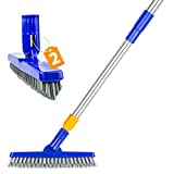 ITTAHO 2 Pack Grout Brush with Long Handle, Swivel Cleaning Grout Line Scrubber - Extendable Durable Handle Grout Cleaner Brush for Bathroom,Tub,Tile,Baseboard,Walk in Shower,Corner & Narrow Space