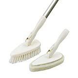 Qaestfy Shower Scrubber & Cleaning Brush Combo Tub and Tile Scrubber Cleaner Scrub Brushes with 51'' Long Handle Tool for Bathroom Bathtub Wall Mop Scrubbing Model QAE002