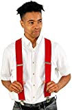 HOME-X Men's Suspenders with Metal Clips, Adjustable 2 Wide, Strong Elastic Suspenders for Men, Red