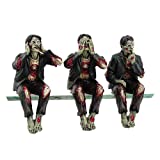 Walking Dead Zombie Undead See Hear Speak No Evil Set of Shelf Sitters Computer Top Statue Figurines