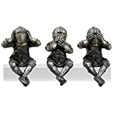 Pacific Giftware Medieval Knights See No Evil Speak No Evil Hear No Evil Whimsical Funny Knights Shelf Sitters Collectible Set