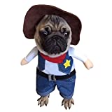 NACOCO Cowboy Dog Costume with Hat Dog Clothes Halloween Costumes for Cat and Small Dog (Large)