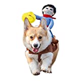 Cowboy Rider Dog Costume for Dogs Outfit Knight Style with Doll and Hat Pet Costume (M)