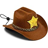 Blue Panda Mini Cowboy Hat, Pet Costume Accessory, Adjustable Sizing (7.5 x 6 x 3.5 in, Brown)