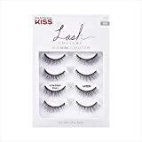 KISS Lash Couture Faux Mink False Eyelashes Multipack, Knot-Free Lash Band, Reusable, Contact Lens Friendly, Easy To Apply, Ultrafine, Tapered, Synthetic Fake Lashes, Style Little Black Dress, 4 Pairs