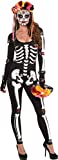 Party City Day of The Dead Catsuit Halloween Costume for Women, Small/Medium (6-8), Dia de Los Muertos