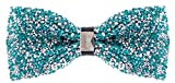 Rhinestone Bow Ties for Men - Pre Tied Sequin Bowties with Adjustable Length - Huge Variety Colors Available (Jewels - Turquoise)