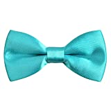 Pre-tied Boy's Bow Tie Fancy Plain Adjustable Bowties for Kids, Turquoise