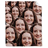 Custom Blanket Novelty Face Arrangement Head Portrait Personalized Photo Text Customized Collage Flannel Throw Blanket Commemorative Gift for Friends, Lovers,Family Five Sizes