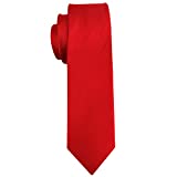 Men's Ties Solid Pure Color 2.35" (6CM) Plain Slim Necktie Skinny Red Ties For Men