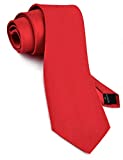 GUSLESON Brand Mens Red Tie Classic Silk Ties for Men Solid Wedding Necktie (0791-01)
