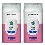 earthbath Ultra-Mild Wild Cherry Puppy Grooming Wipes - Softly Wipe Away Dirt and Odor, Moisturizes, Aloe Vera, Vitamin E - Handily Clean Your Puppies' Dirty Paws & Undercoat - 100 Count, Pack of 2