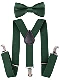 TraderPlus Men Elastic Suspenders and Bow Ties Set for Wedding, Formal Events (Green)