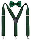 Alizeal Men's 3.5cm Y-Back Adjustable Suspender and Bowtie, Dark Green
