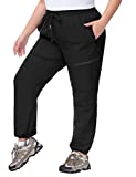 Hanna Nikole Women's Plus Size Cargo Joggers Pants Lightweight Athletic Outdoor Travel Hiking Quick Dry Workout Pants UPF-50 Black 20W