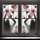 FUNNISM 2PCS Halloween Haunted House Decoration Window Door Cover,Scary Zombie Hands Halloween Window Cling Window Poster,Creepy Garage,School Dormitory,Outdoor/Indoor,Skeleton Window Door Decoration