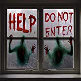 Angmart 2PCS Halloween Giant Bloody Window Posters Window Clings Party Decoration Haunted House Door Cover Creepy School Dormitory Window 60" x 60"