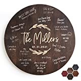 Customization Mill Personalized Wedding Guest Book Alternative | Family Name, Date | 5 Optional Wooden Colors, 2 Optional Shapes, 4 Sizes, Unique Wedding Decor - D2