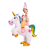 Spooktacular Creations Inflatable Costume Unicorn Riding a Unicorn Air Blow-up Deluxe Halloween Costume (White, 7-10 Yrs)