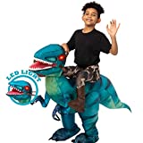 Spooktacular Creations Inflatable Halloween Costume Ride A Raptor Inflatable Costume with LED Light Eyes (Blue, Child (4-6))