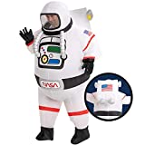 Spooktacular Creations Halloween Inflatable Costume Full Body NASA Astronaut Inflatable Costume with LED Light - Adult Unisex One Size