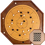 Tournament Crokinole and Checkers, 30-Inch Official Crokinole Board Game with 26" Playing Surface, Canadian Heritage Tabletop Game for Two Players, Dexterity Krokinole Games for Families and Friends