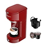 Single Serve Coffee Maker Coffee Brewer Compatible with K-Cup Single Cup Capsule with 6 to 14oz Reservoir, Mini Size (Red)