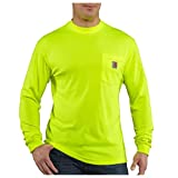 Carhartt mens High Visibility Force Color Enhanced Long Sleeve T-shirt (Big & Tall) athletic t shirts, Brite Lime, X-Large Tall US