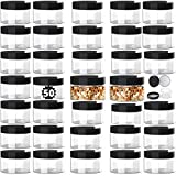 4oz Plastic Containers with Lids 50 Pack BPA Free, Bulk Clear Empty Refillable Round Sugar Scrub small 4 Oz Plastic Jars with Lids for Cosmetics, Lotions, Body Butters, Liquid Slime & Beauty Products