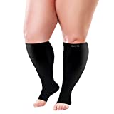 BAMS Plus Size Open Toe Compression Socks Wide Calf  Bamboo Graduated Toeless Black XXL