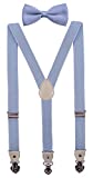 PZLE Men's Suspenders and Bow Tie Set for Wedding Adjustable 47 Inches Light Blue