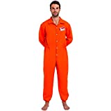 Spooktacular Creations Prisoner Jumpsuit Orange Prison Escaped Inmate Jailbird Coverall Costume with Name Tag (X-Large)