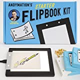 Official Andymation's Flipbook Starter Kit for Kids & Adults with LED Light Pad for Drawing & Tracing Animation, Premium Pre-drilled Flip Book Paper, Removable Binding Screws