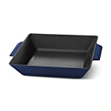 Zakarian by Dash 11" Nonstick Cast Iron Grilling & Roasting Pan for Vegetables, Meats, Seafood & More - Blue"